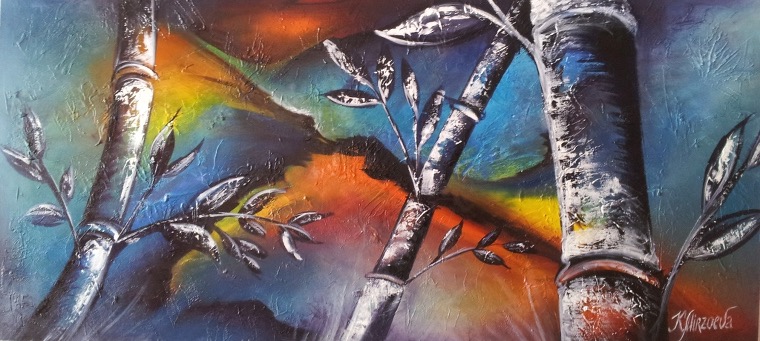 Bambú. Oleo sobre lienzo, 1.5 x 0.6 m