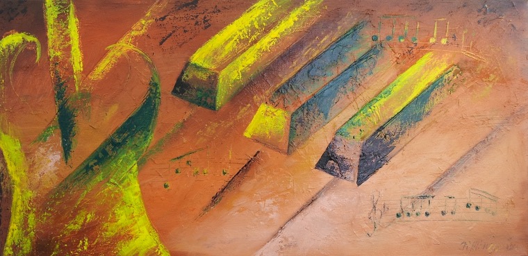 Piano. Oleo sobre lienzo, 1.5 x 0.6 m